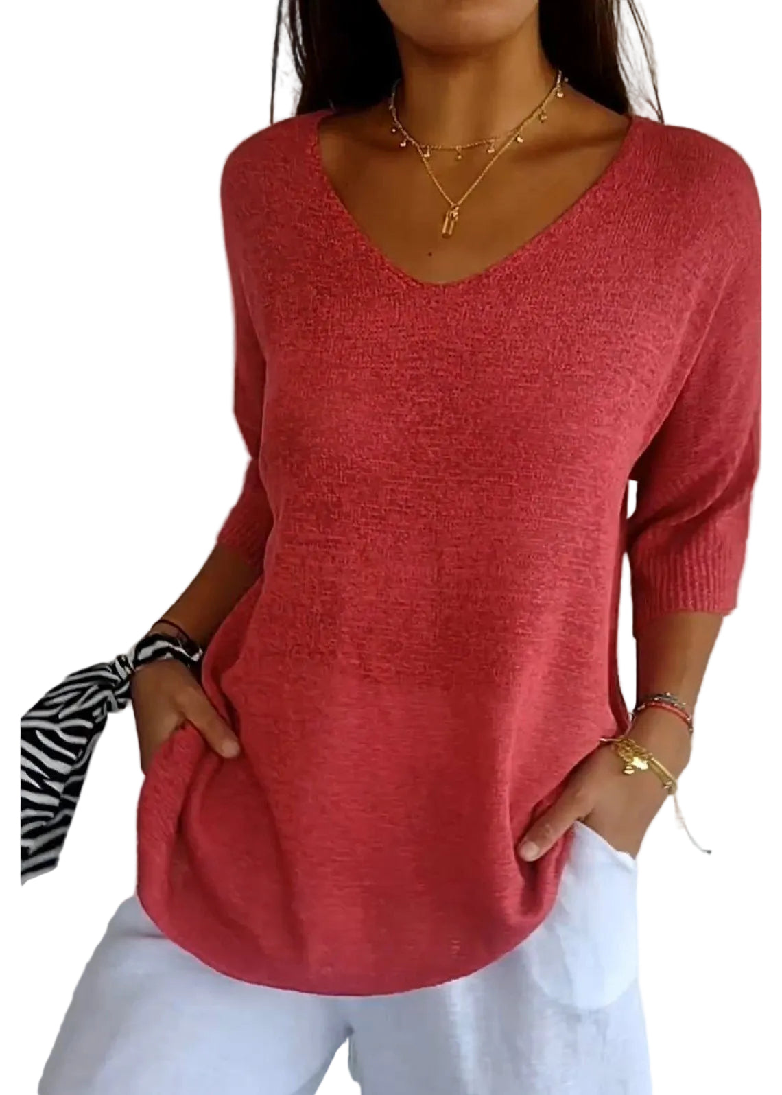 Chemise à col en V pour femmes en grande taille 0