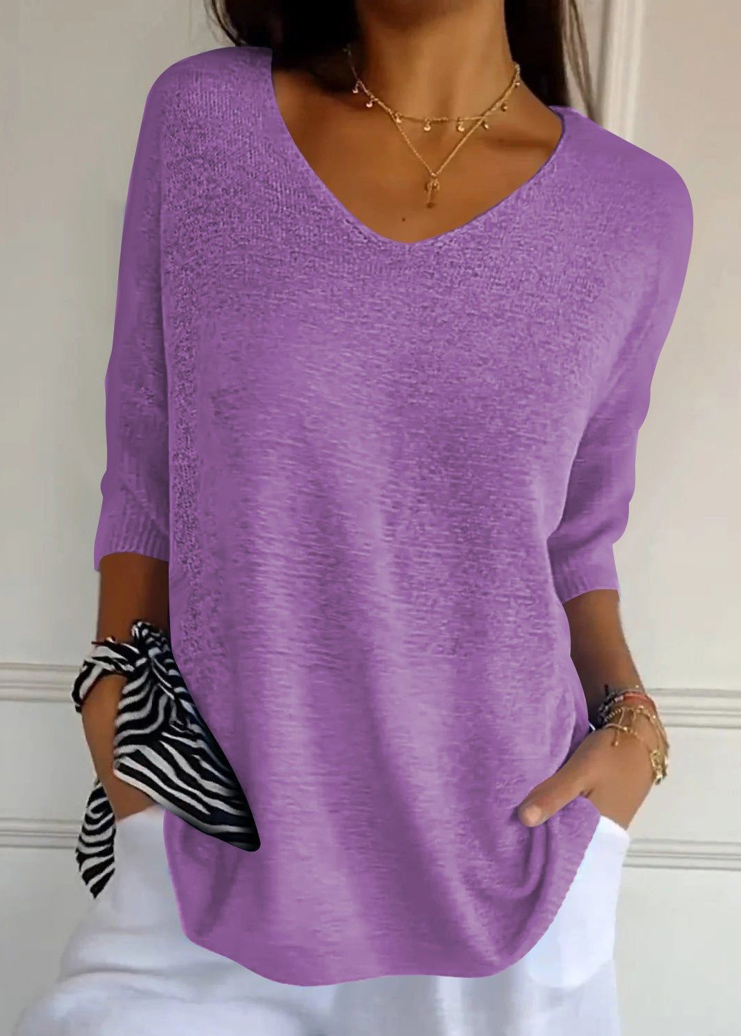 Chemise à col en V pour femmes en grande taille 3