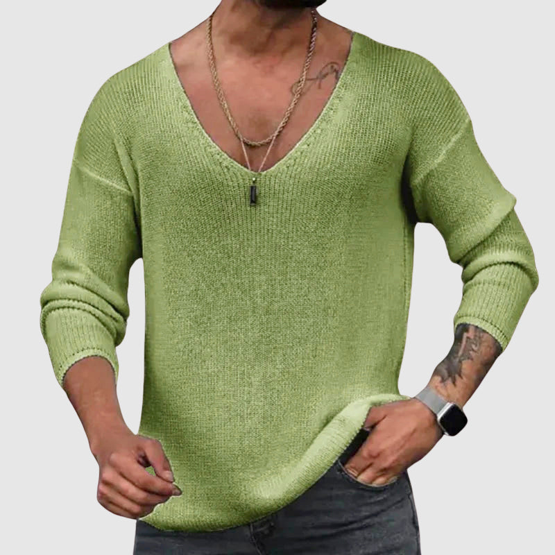 Chemise à col en V pour hommes décontractée 3