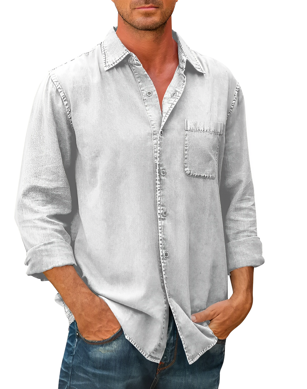 Chemise à manches longues pour homme classique 1