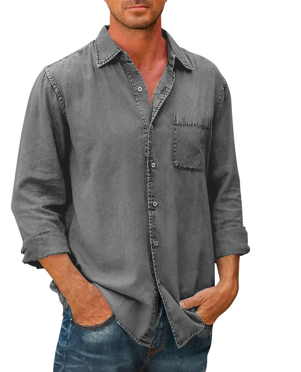 Chemise à manches longues pour homme classique 3
