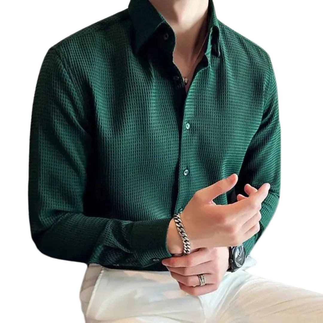 Chemise à manches longues pour hommes, coupe slim 0