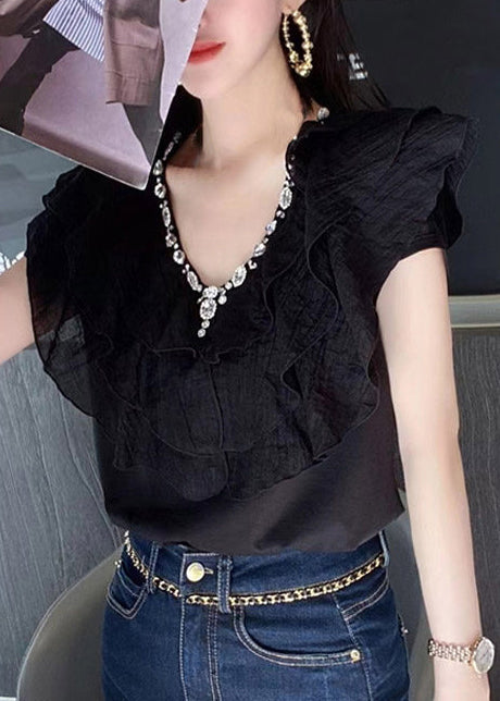 Chemise d'Été à Volants avec Strass pour Femmes 4
