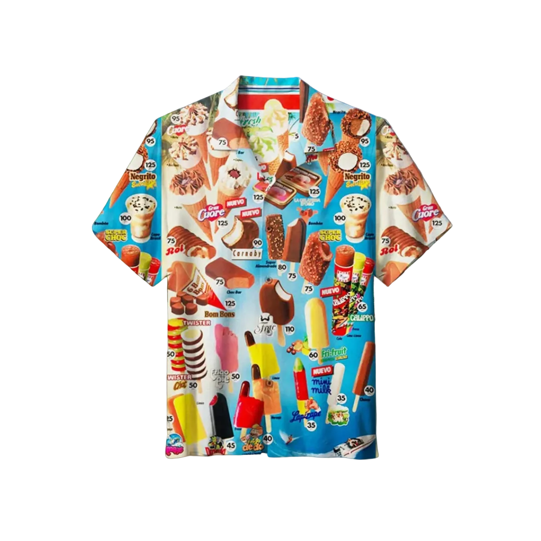 Chemise d'été à manches courtes avec imprimé crème glacée 0
