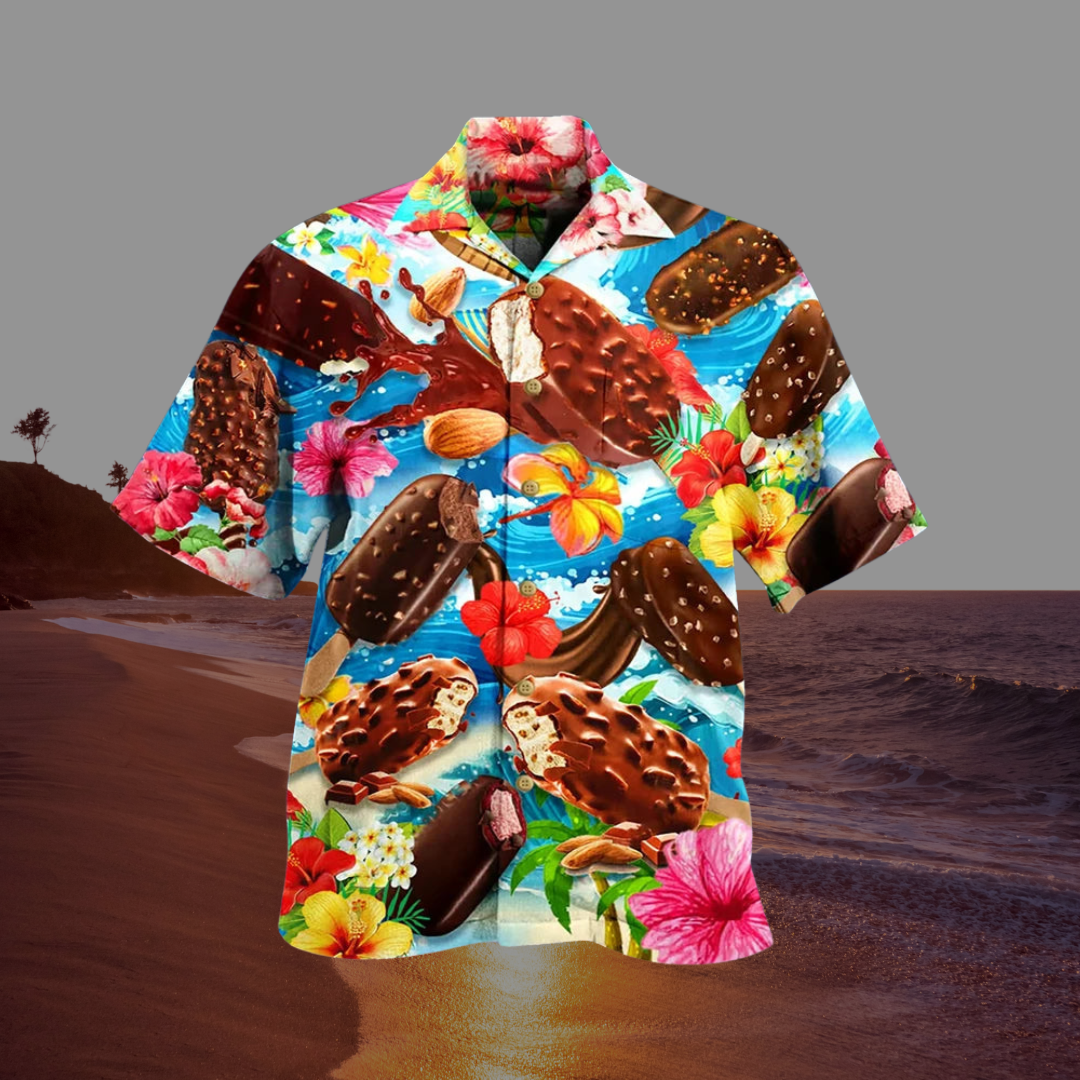 Chemise d'été à manches courtes avec imprimé crème glacée 1
