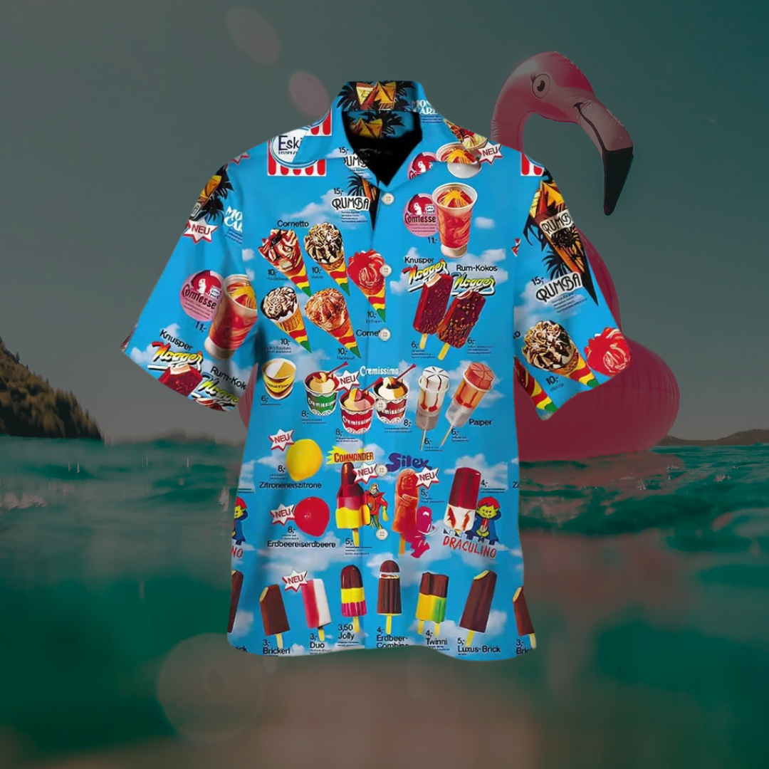 Chemise d'été à manches courtes avec imprimé crème glacée 2
