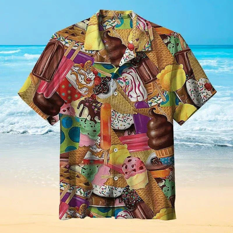 Chemise d'été à manches courtes avec imprimé crème glacée 3