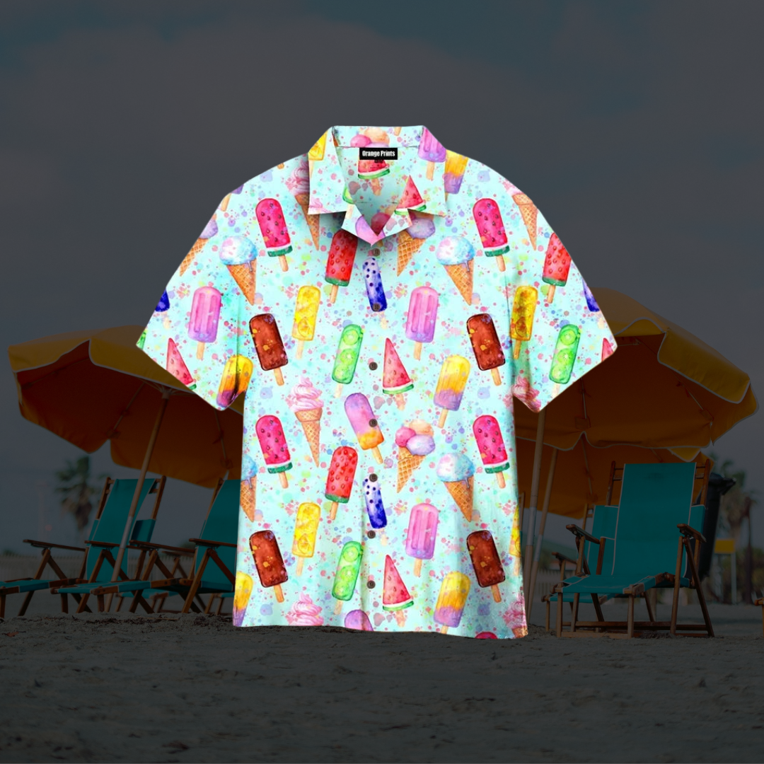 Chemise d'été à manches courtes avec imprimé crème glacée 4