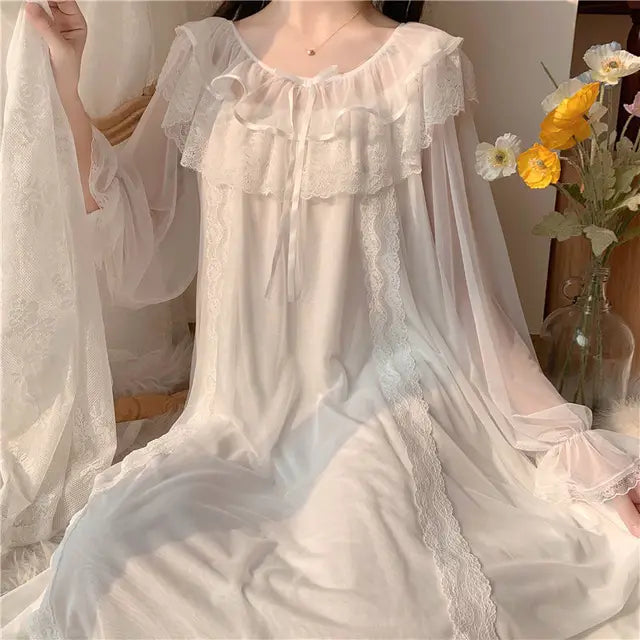 Chemise de Nuit Femme en Dentelle Florale 0