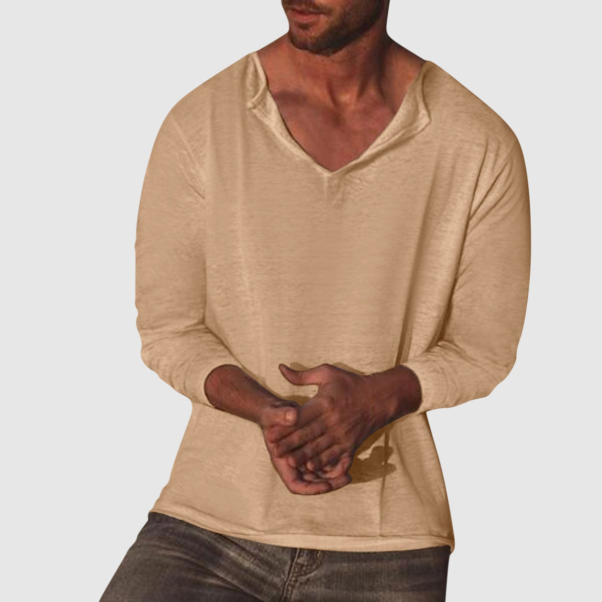 Chemise pour Homme à Col en V Décontractée 2