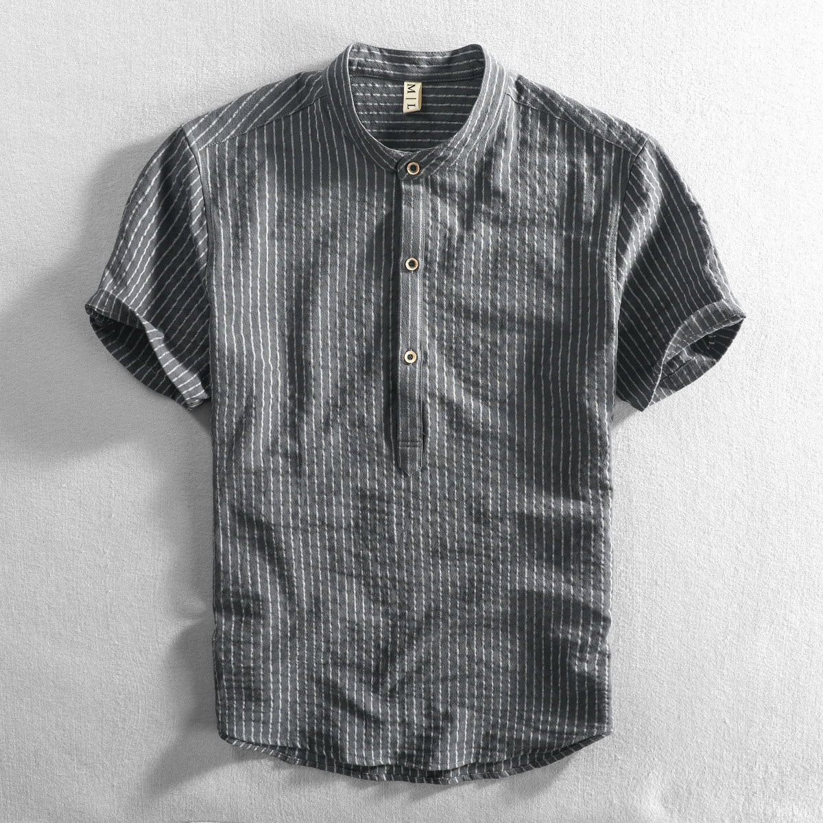 Chemise pour Homme à Rayures Col Montant 1