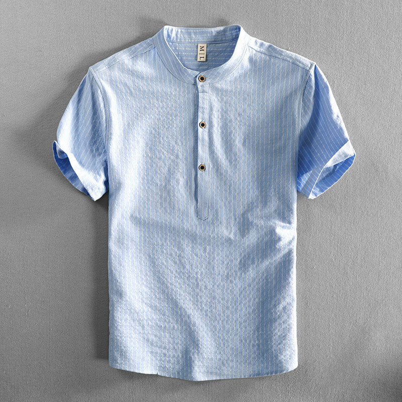 Chemise pour Homme à Rayures Col Montant 3