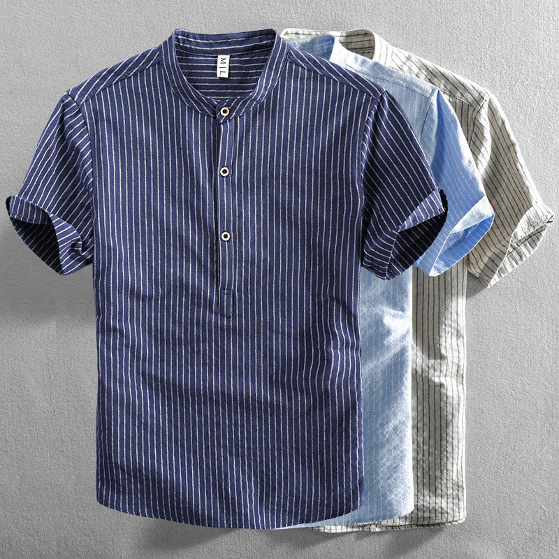 Chemise pour Homme à Rayures Col Montant 5