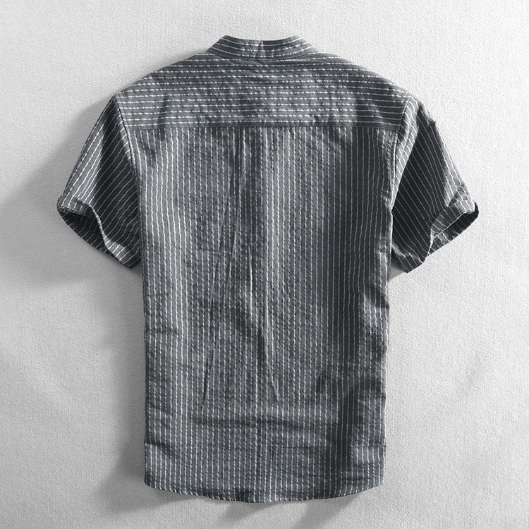 Chemise pour Homme à Rayures Col Montant 6