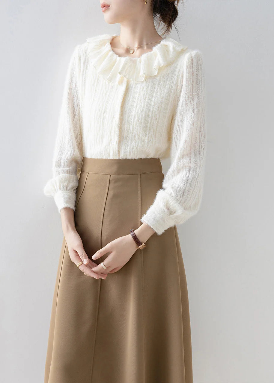 Chemise pour femmes à col Claudine style automnal 2