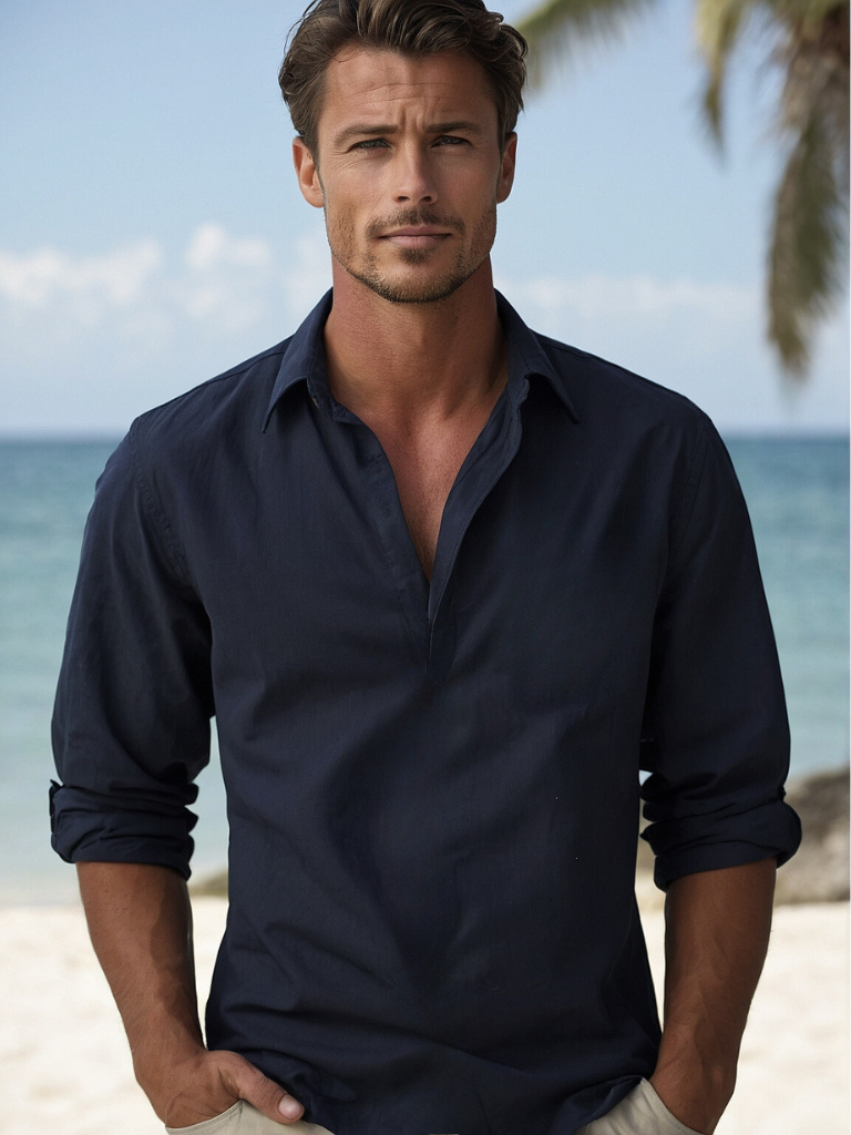 Chemise pour hommes à manches longues au style intemporel 0