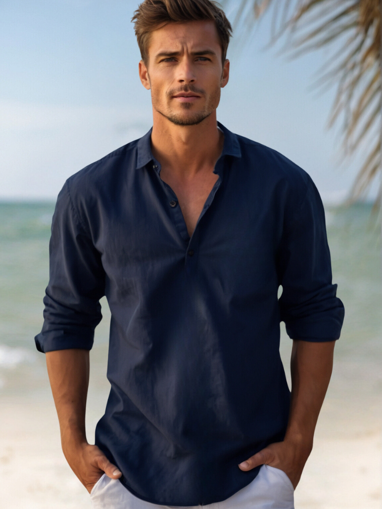 Chemise pour hommes à manches longues au style intemporel 1