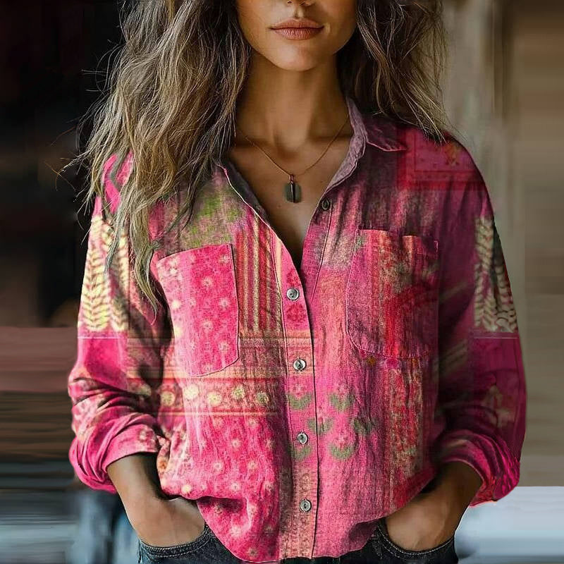 Chemisier Femme Bohème Vintage Imprimé Évasé 3