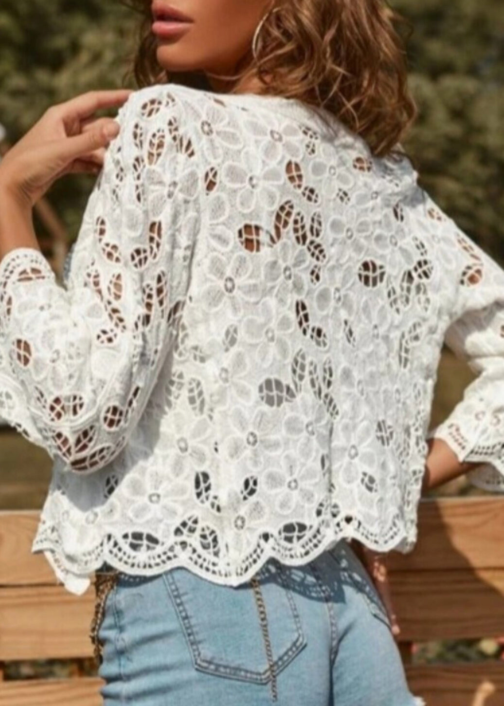 Chemisier Femme Boutonné Style Dentelle Ajourée Été 4