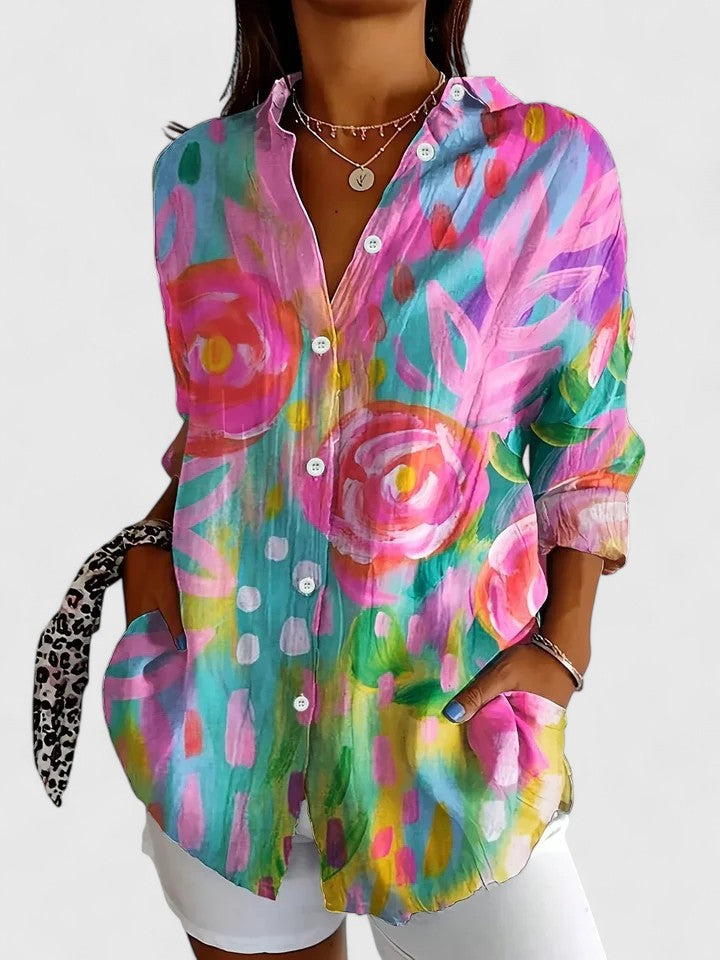 Chemisier Femme Chic Imprimé Coloré Polyvalent 0
