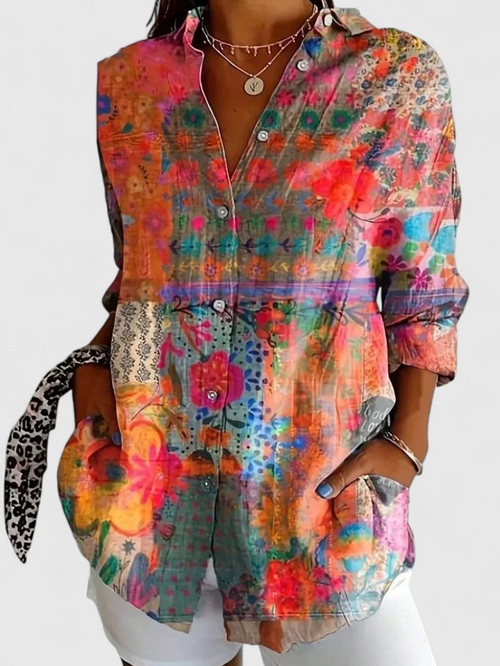 Chemisier Femme Chic Imprimé Coloré Polyvalent 1
