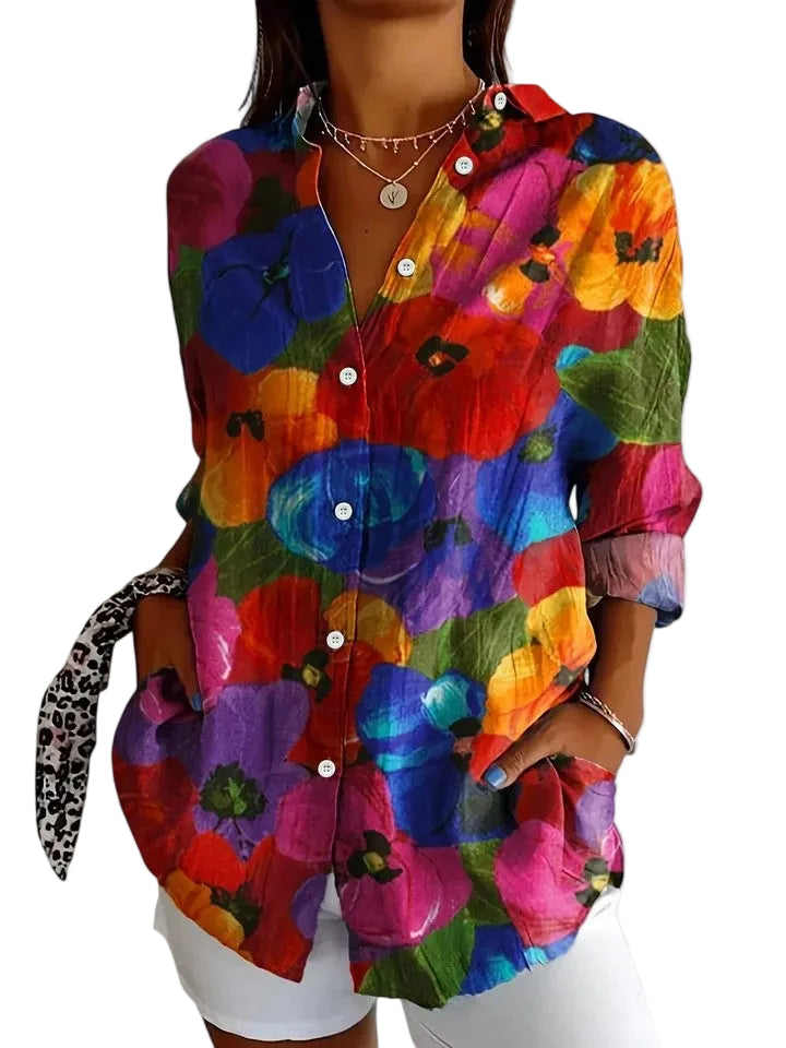 Chemisier Femme Chic Imprimé Coloré Polyvalent 3