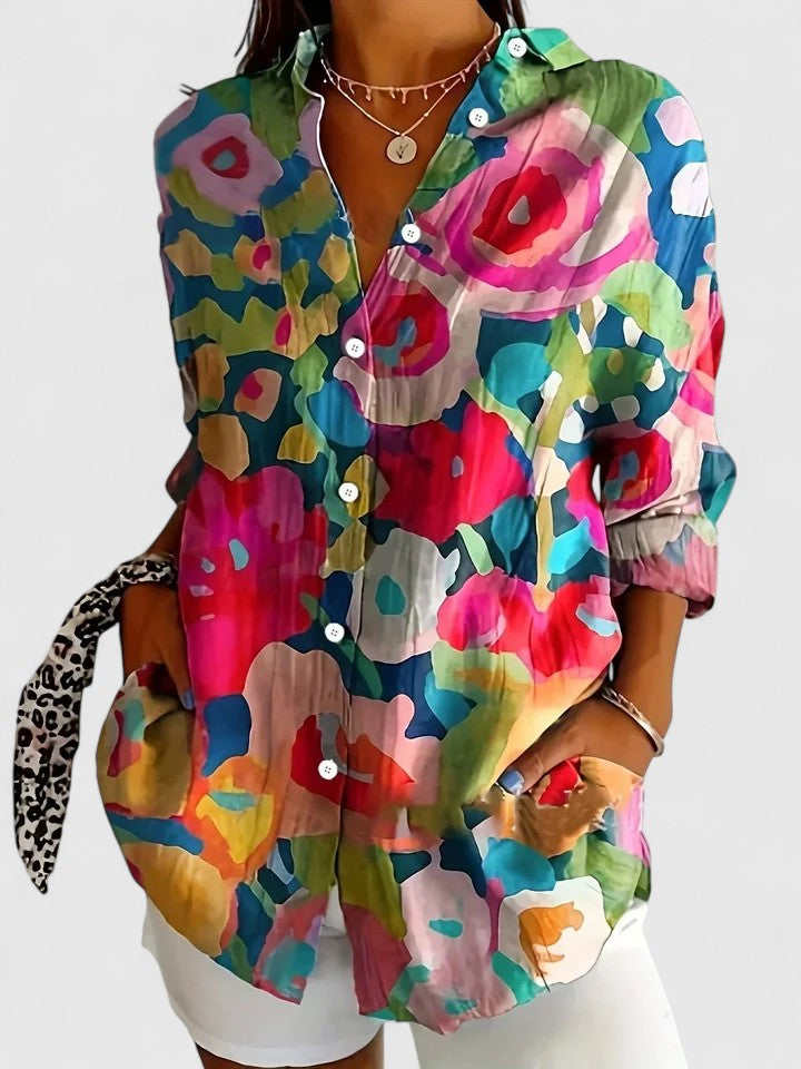Chemisier Femme Chic Imprimé Coloré Polyvalent 4