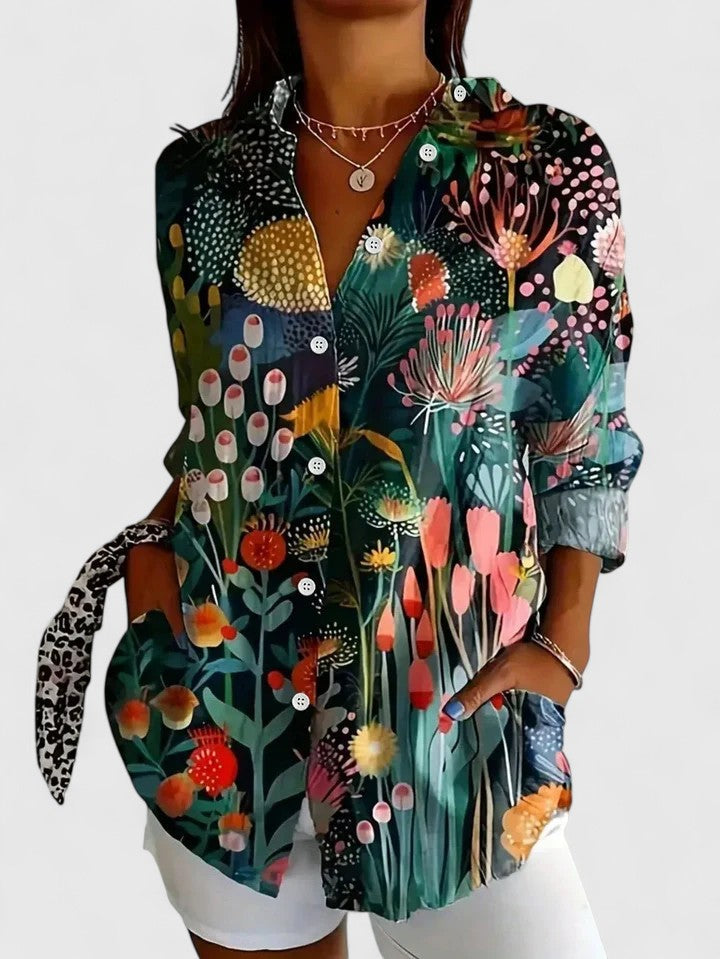 Chemisier Femme Chic Imprimé Coloré Polyvalent 6