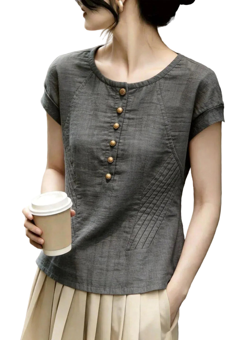 Chemisier Femme Col Rond Coupe Ample Été 0