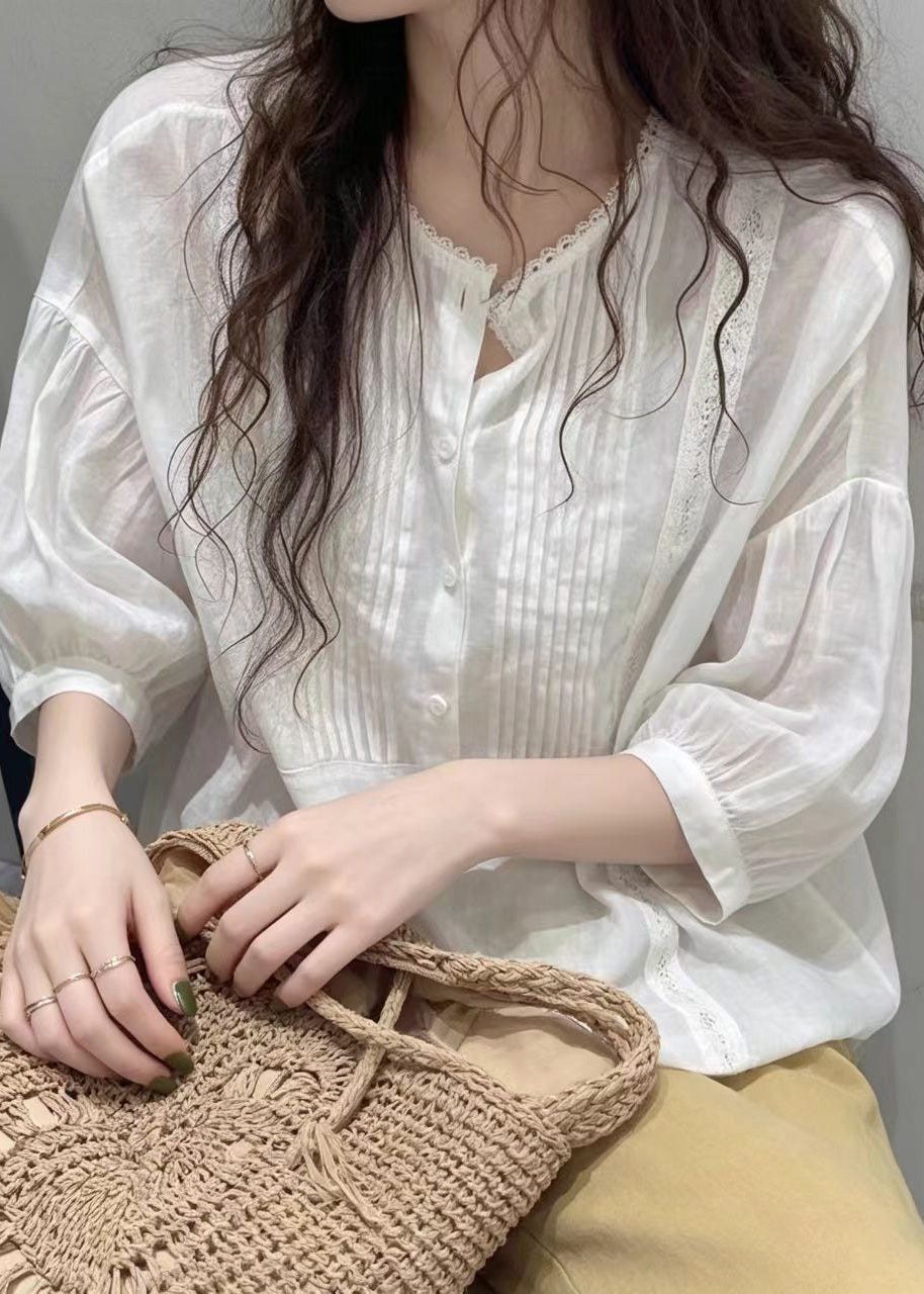 Chemisier Femme Demi-Manches Style Froissé 1