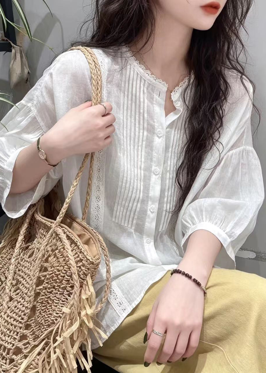 Chemisier Femme Demi-Manches Style Froissé 3