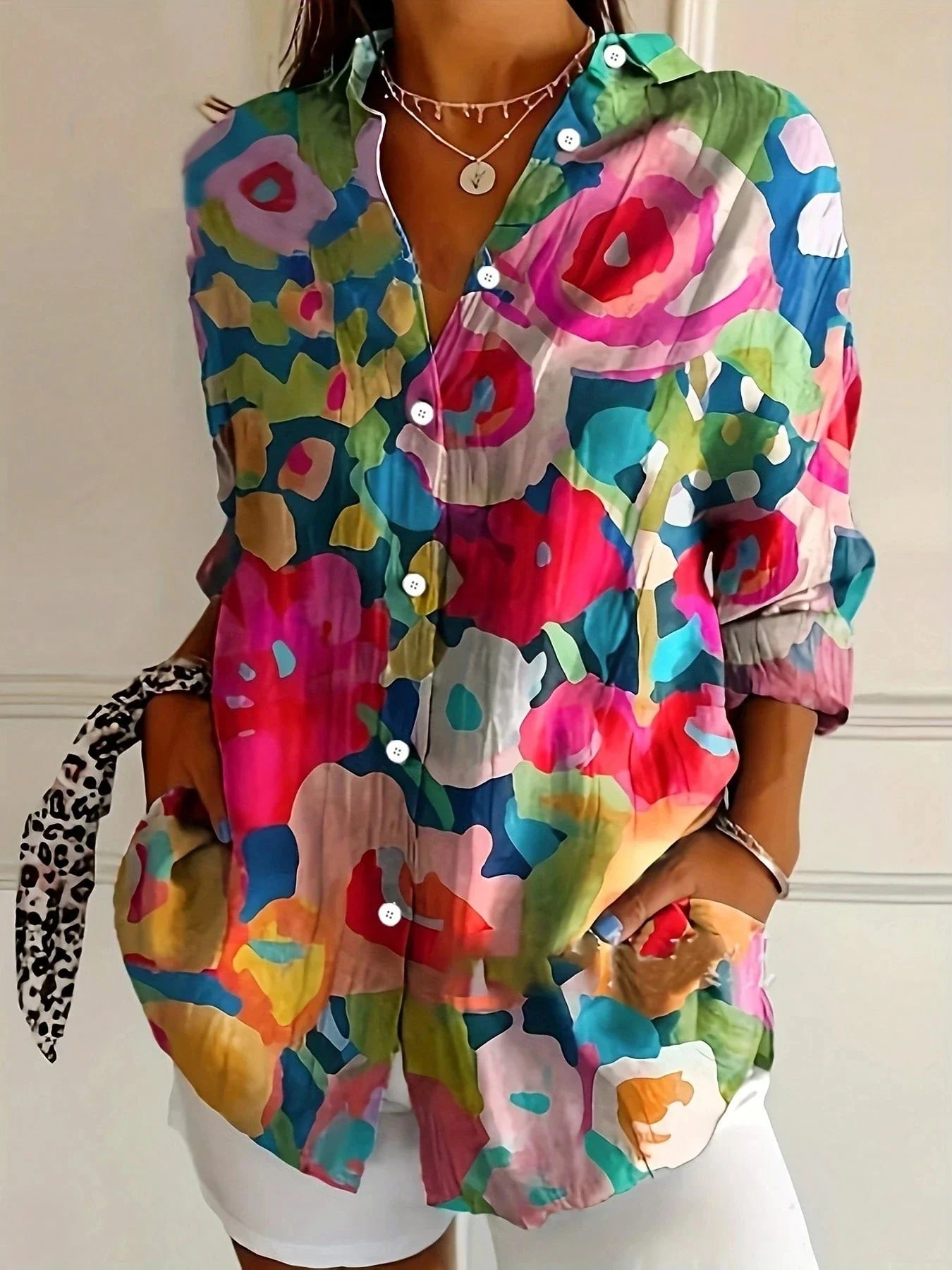 Chemisier Femme Imprimé Coloré Polyvalent 4
