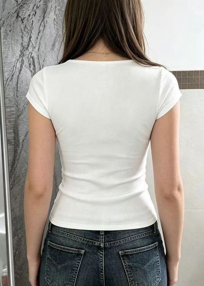 Chemisier Femme Imprimé Papillons Col V Manches Courtes 3