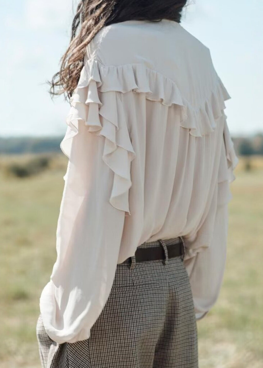 Chemisier Femme Oversize à Volants et Lacets Manches Longues 2