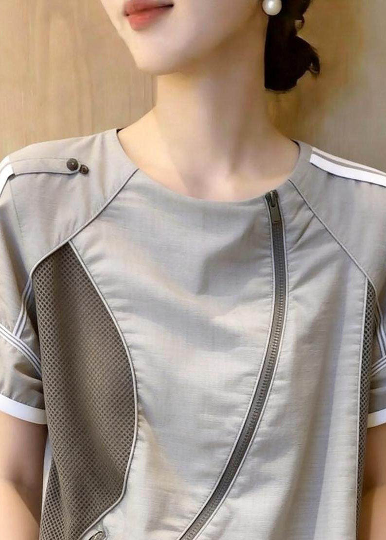 Chemisier Femme Patchwork Col Rond Style Estival 1