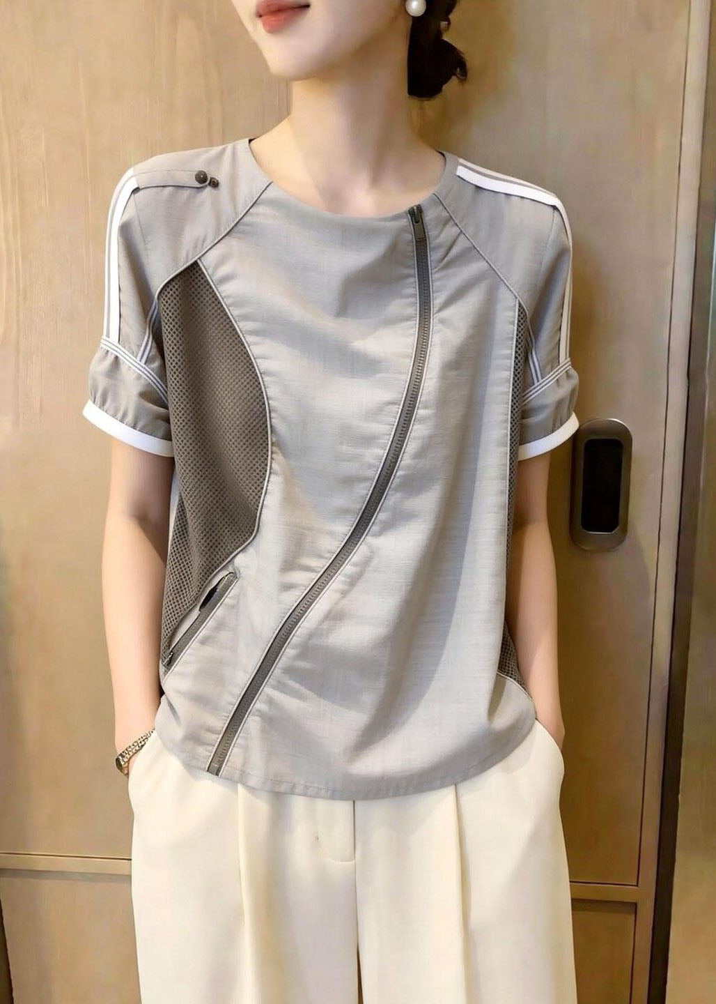 Chemisier Femme Patchwork Col Rond Style Estival 4