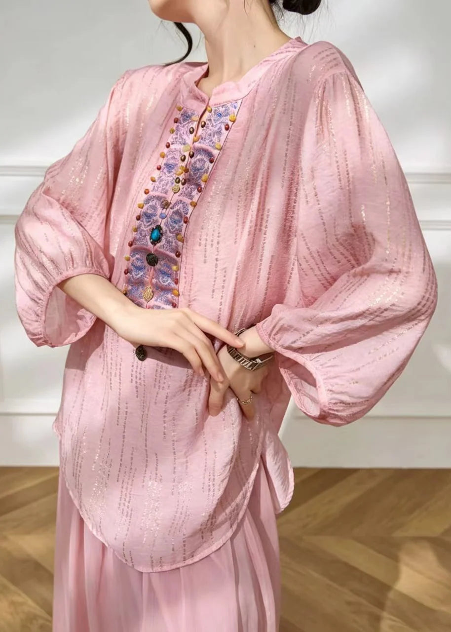 Chemisier Femme Style Chinois Manches Lanternes 3