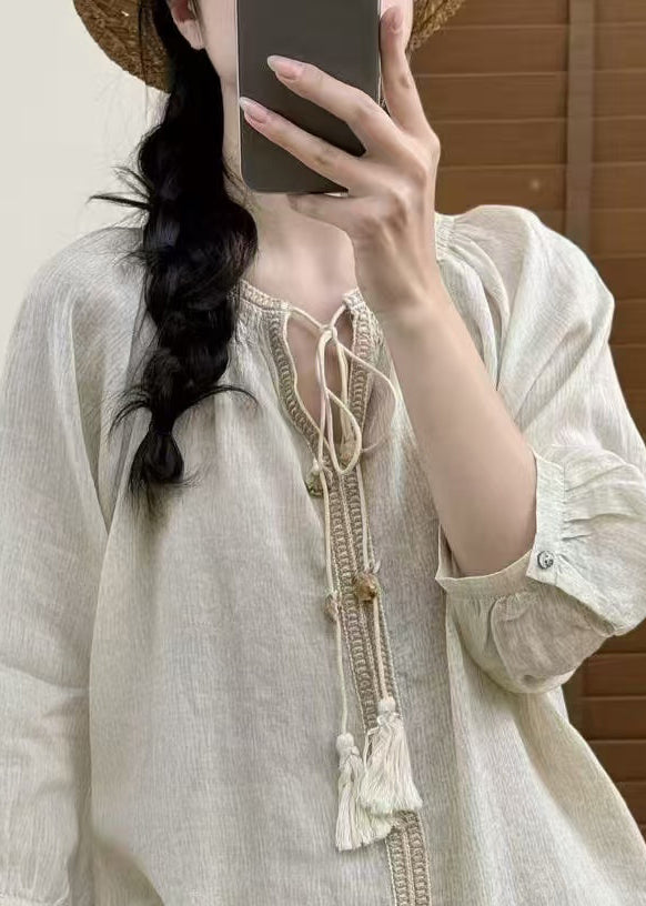 Chemisier Femme Surdimensionné à Lacets 4