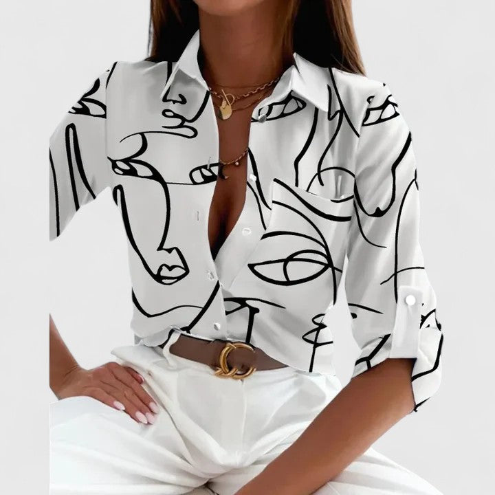Chemisier à Manches Longues pour Femme Chic 3