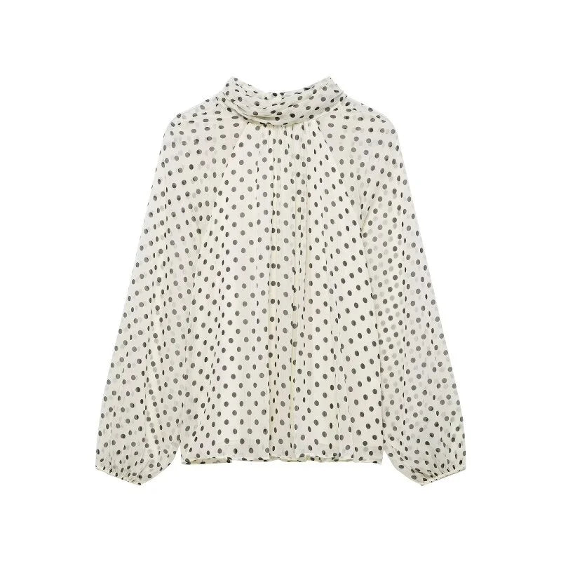 Chemisier à Pois Femme avec Manches Lanternes 2