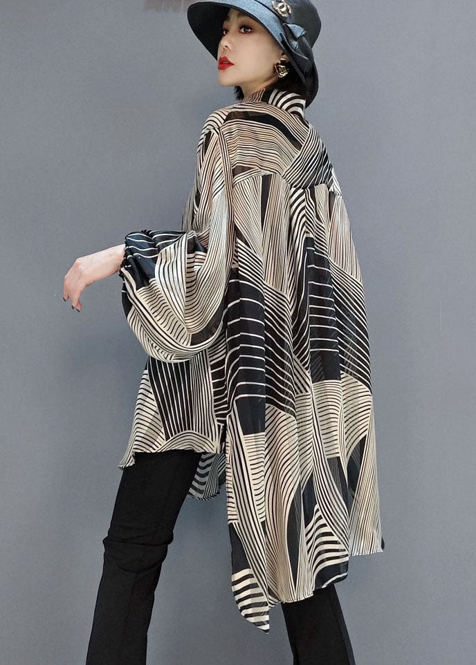 Chemisier à Rayures en Chiffon pour Femme avec Design Bas Haut 4