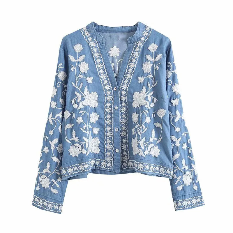 Chemisier en Denim Boho pour Femme 0