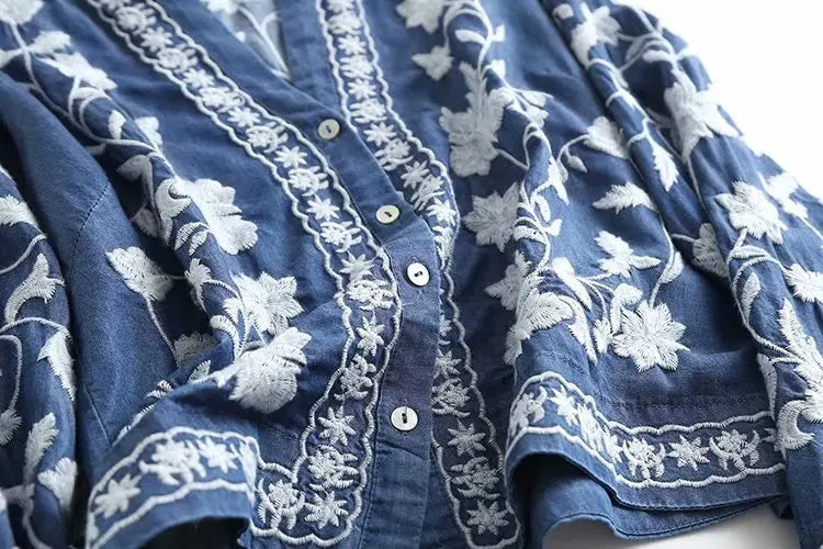 Chemisier en Denim Boho pour Femme 4