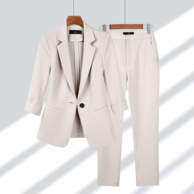 Ensemble Tailleur Pantalon Femme Élégant Tissu Haute Qualité-1