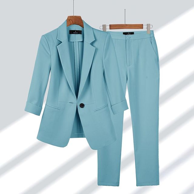 Variant image for Ensemble Tailleur Pantalon Femme Élégant Tissu Haute Qualité-33