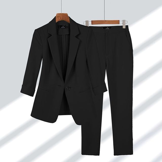 Variant image for Ensemble Tailleur Pantalon Femme Élégant Tissu Haute Qualité-9
