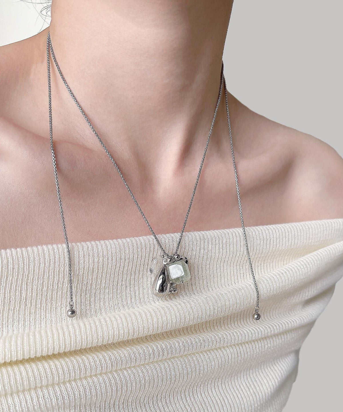 Collier Femme Long avec Pendentif Cristal Original 2