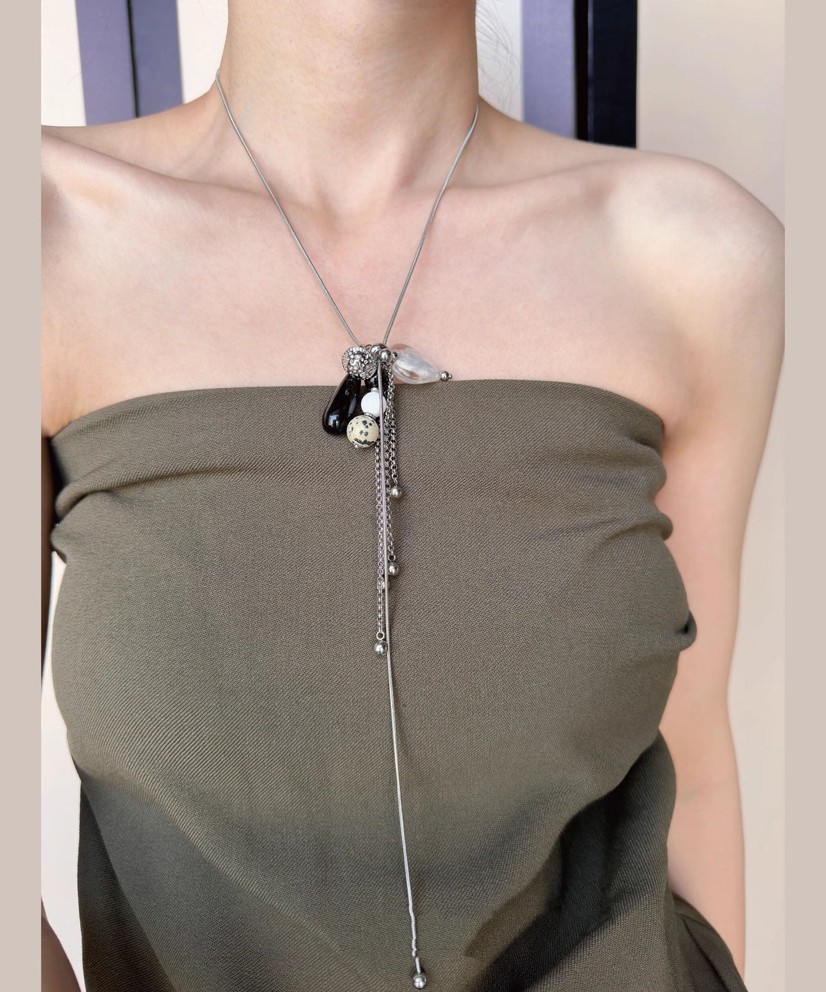 Collier Femme Pendentif Cœur Pierre Naturelle Style Original 0