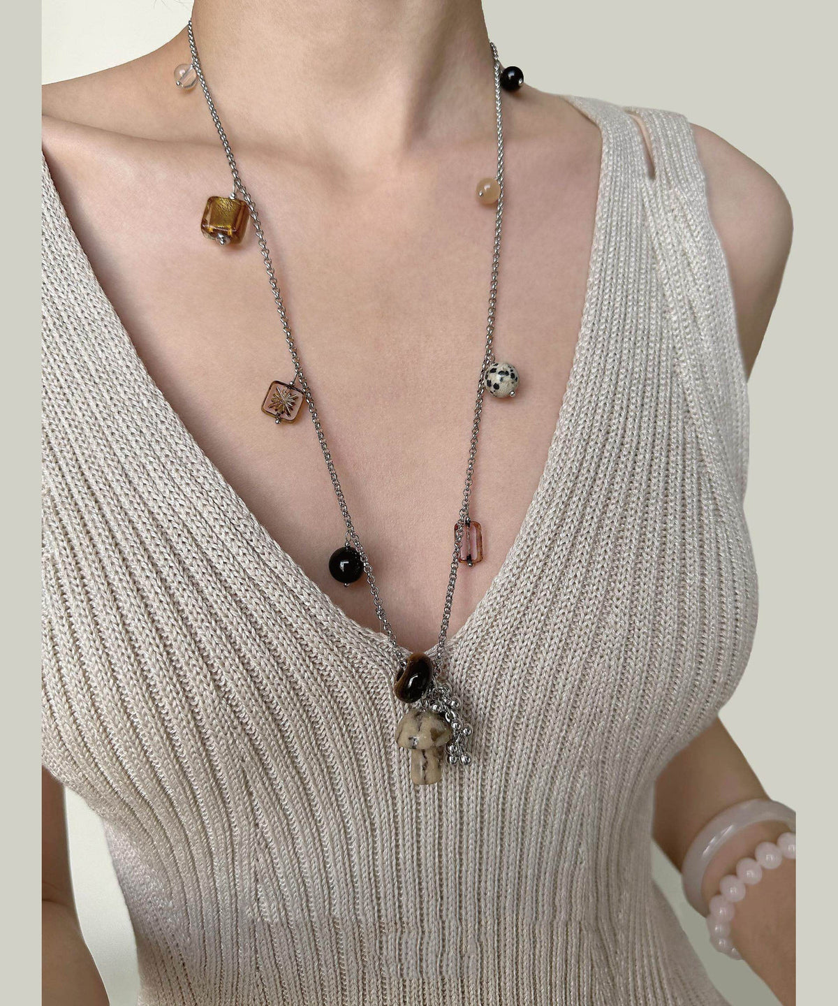 Collier Femme Pendentif Cristal Naturel Style Minimaliste 0