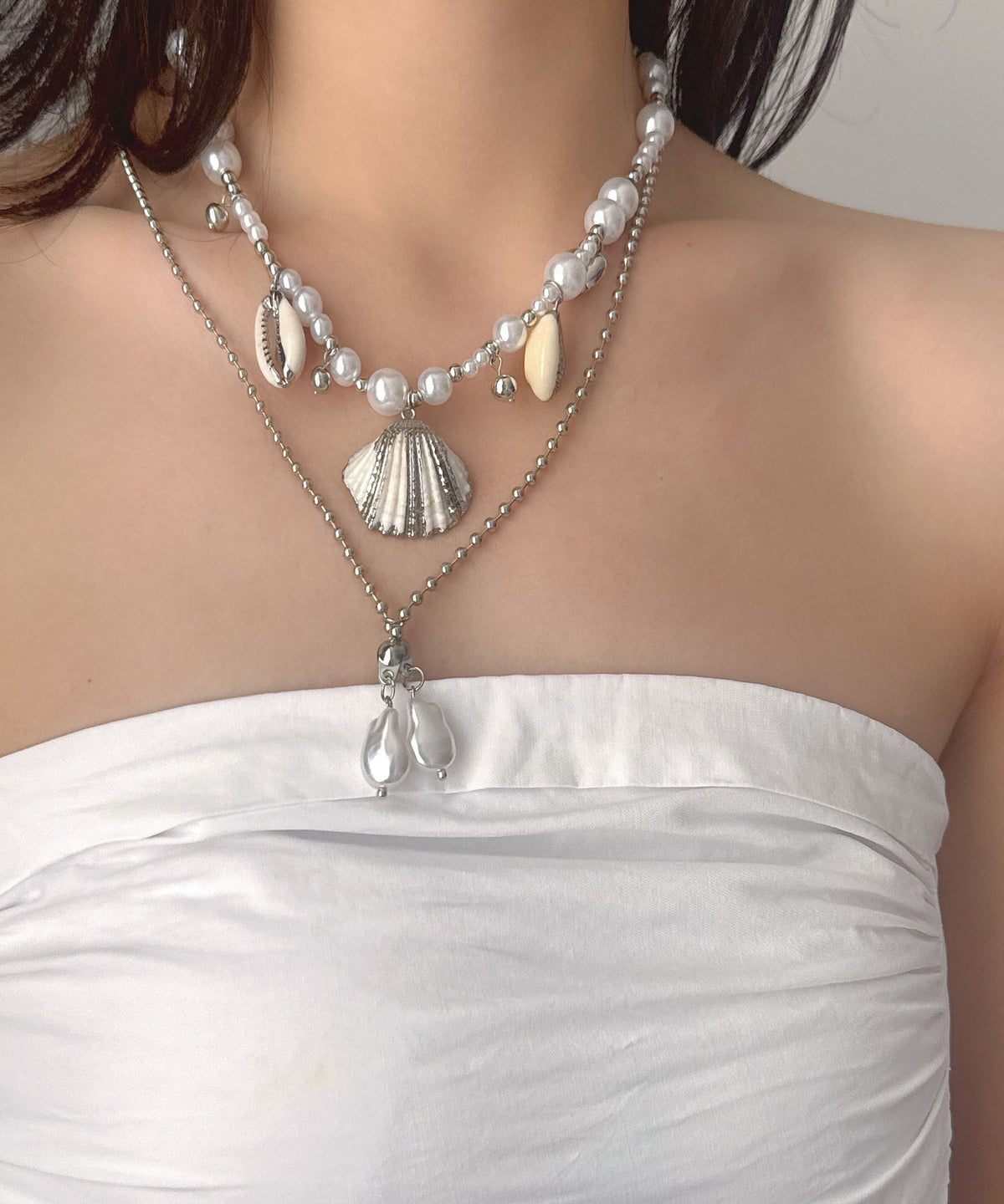 Collier Femme Pendentif Double Couche Style Moderne 0
